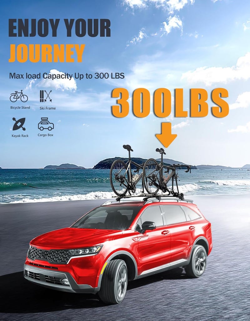 KINGGERI 220lbs Lockable Roof Rack Cross Bars Compatible with Kia Sorento X-Line & X-Pro 2021-2026 with Raised Side Rails, Heavy Duty Aluminum Roof Rails Crossbars Luggage Accessories - Image 3